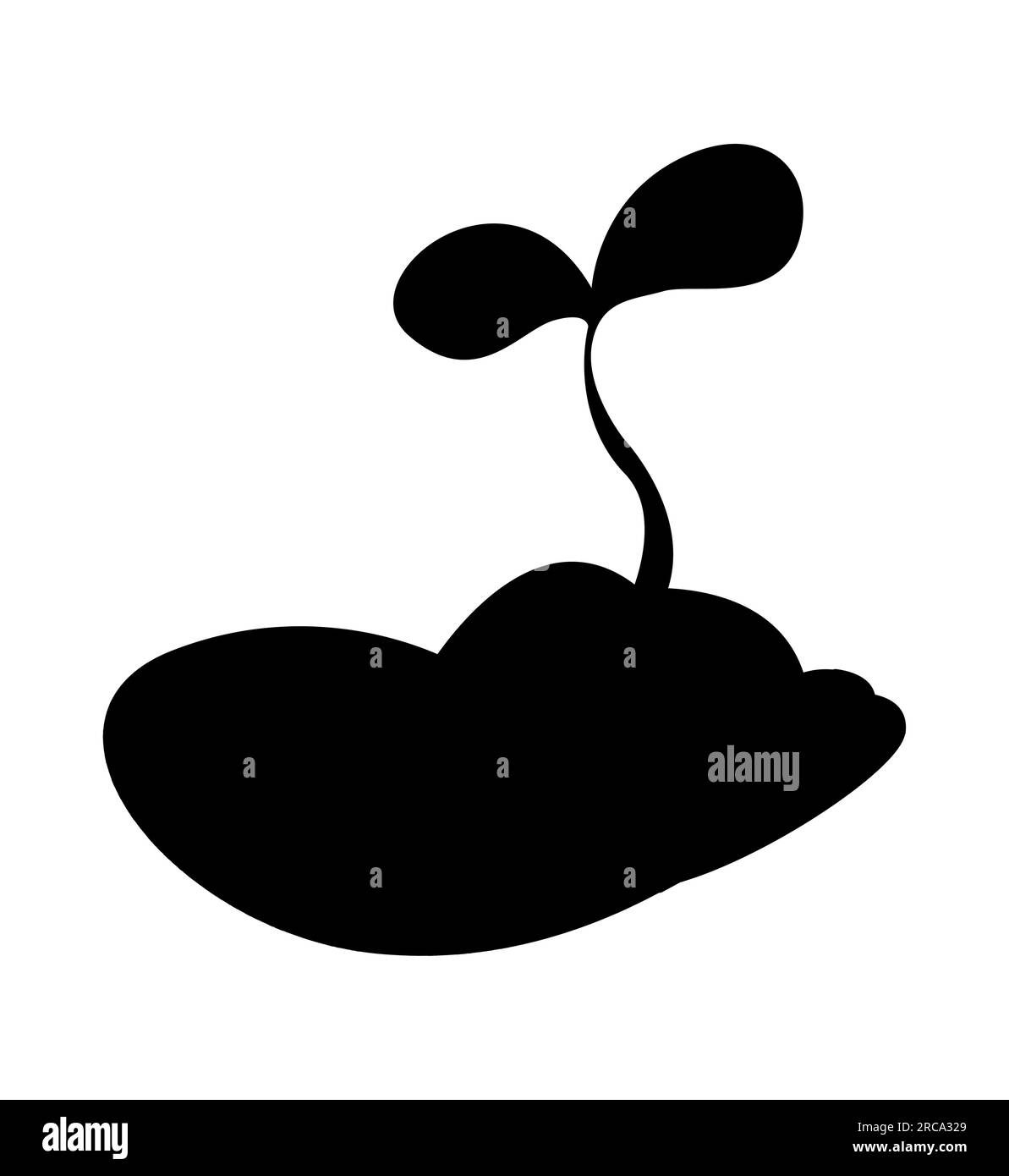 Silhouette nera di un'icona di crescita delle piantine, logo di germogli, crescita delle piante e concetto di tutela dell'ambiente, illustrazione vettoriale isolata su sfondo bianco Illustrazione Vettoriale