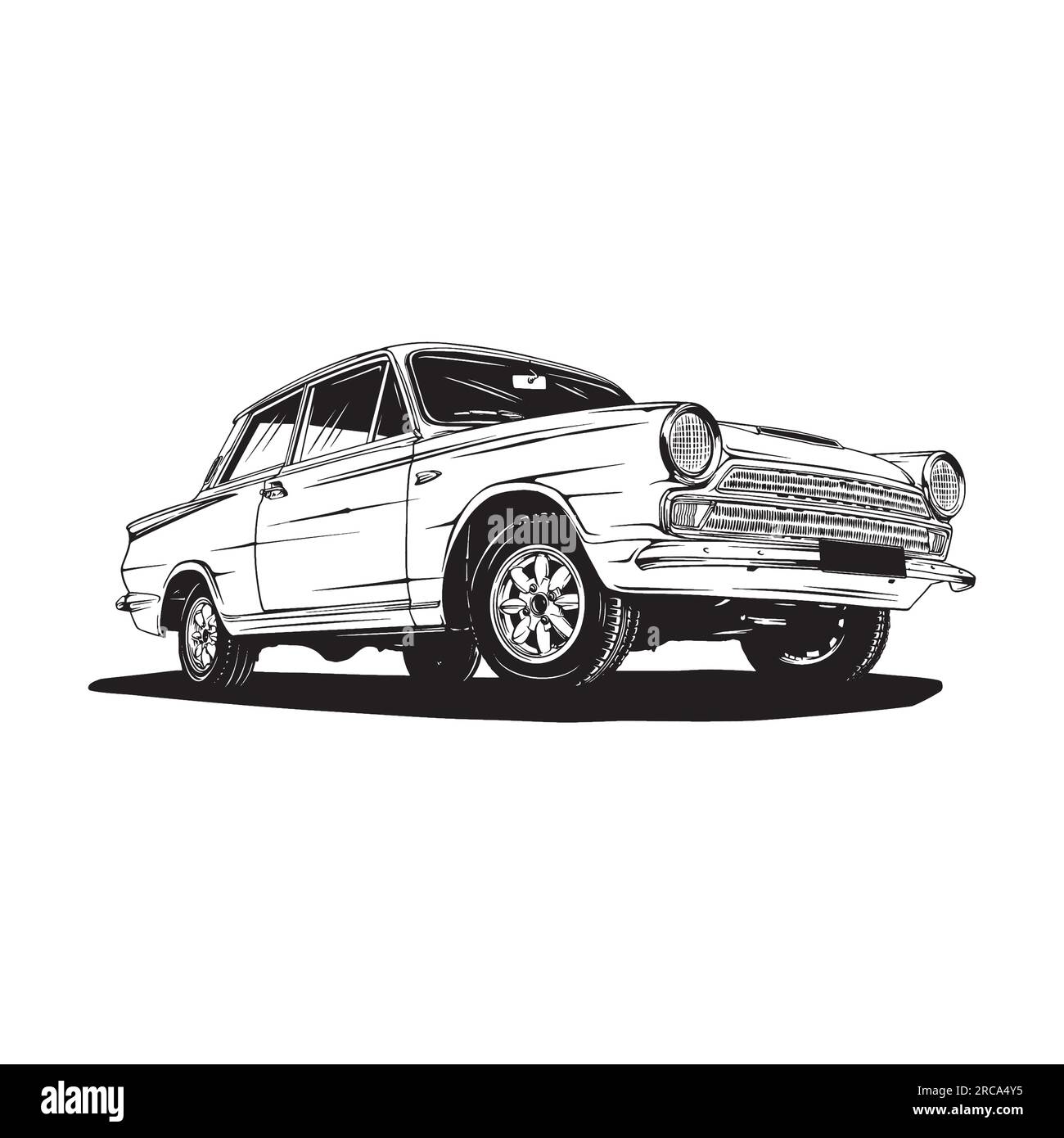 illustrazione di auto d'epoca con linee vettoriali Illustrazione Vettoriale