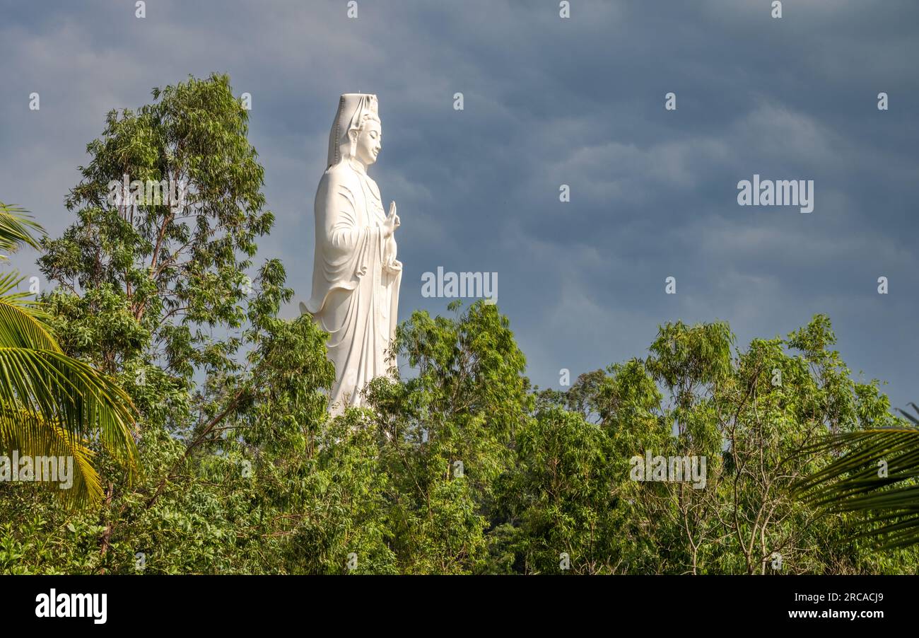 La statua di Avalokitesvara Bodhisattva nella pagoda buddista Ling Ung Bai Buc a Son tra, Danang, Vietnam. La pagoda fu costruita tra il 2004-10 e il ettaro Foto Stock