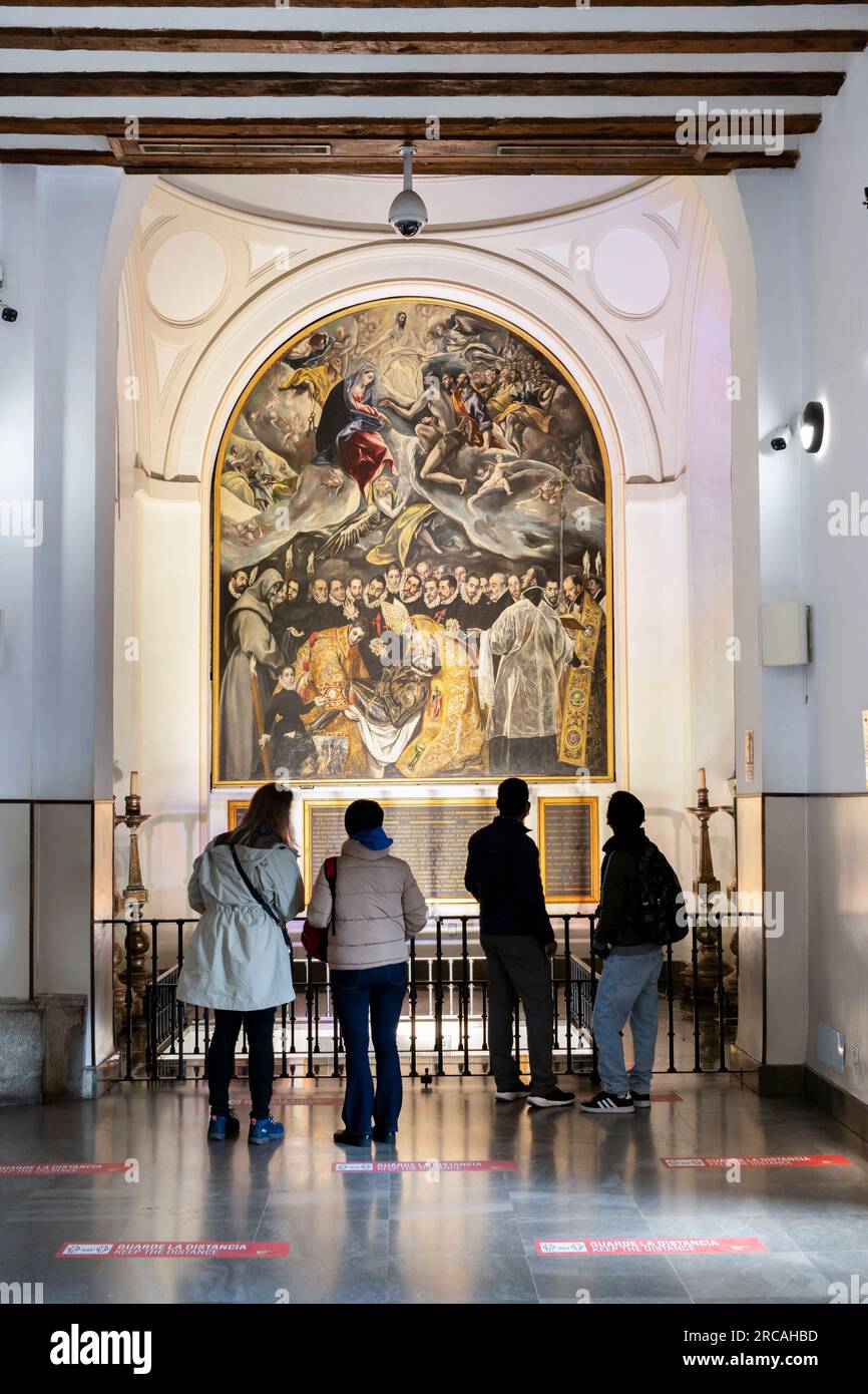 El Greco, sepoltura del Conte di Orgaz, 1586, Chiesa di San Tomè, Toledo, Castiglia-la Mancha, Spagna Foto Stock