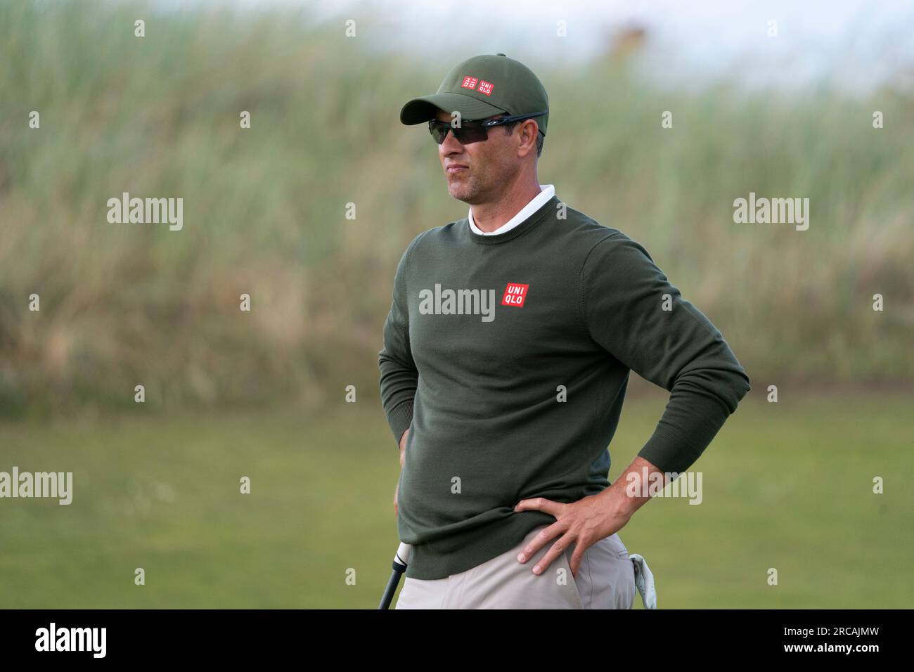 North Berwick, East Lothian, Scozia, Regno Unito. 13 luglio 2023. Adam Scott all'undicesima buca al Genesis Scottish Open al Renaissance Club di North Berwick. Iain Masterton/Alamy Live News Foto Stock