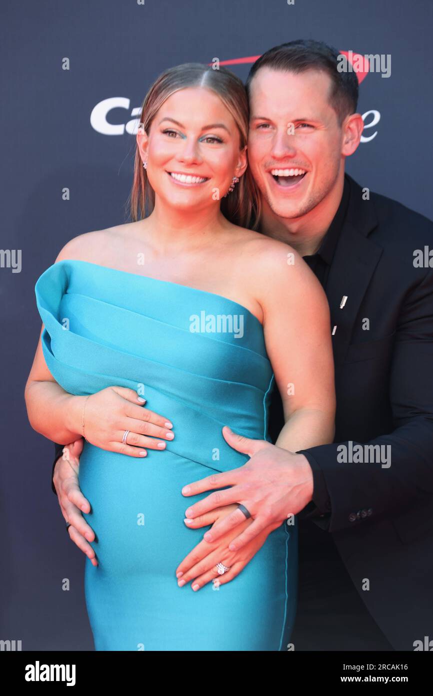 Hollywood, CALIFORNIA, 12 luglio 2023. Shawn Johnson East e Andrew East agli ESPY Awards 2023 che si sono tenuti al Dolby Theatre di Hollywood, CALIFORNIA mercoledì 12 luglio 2023. (Foto di crash/imageSPACE) Foto Stock