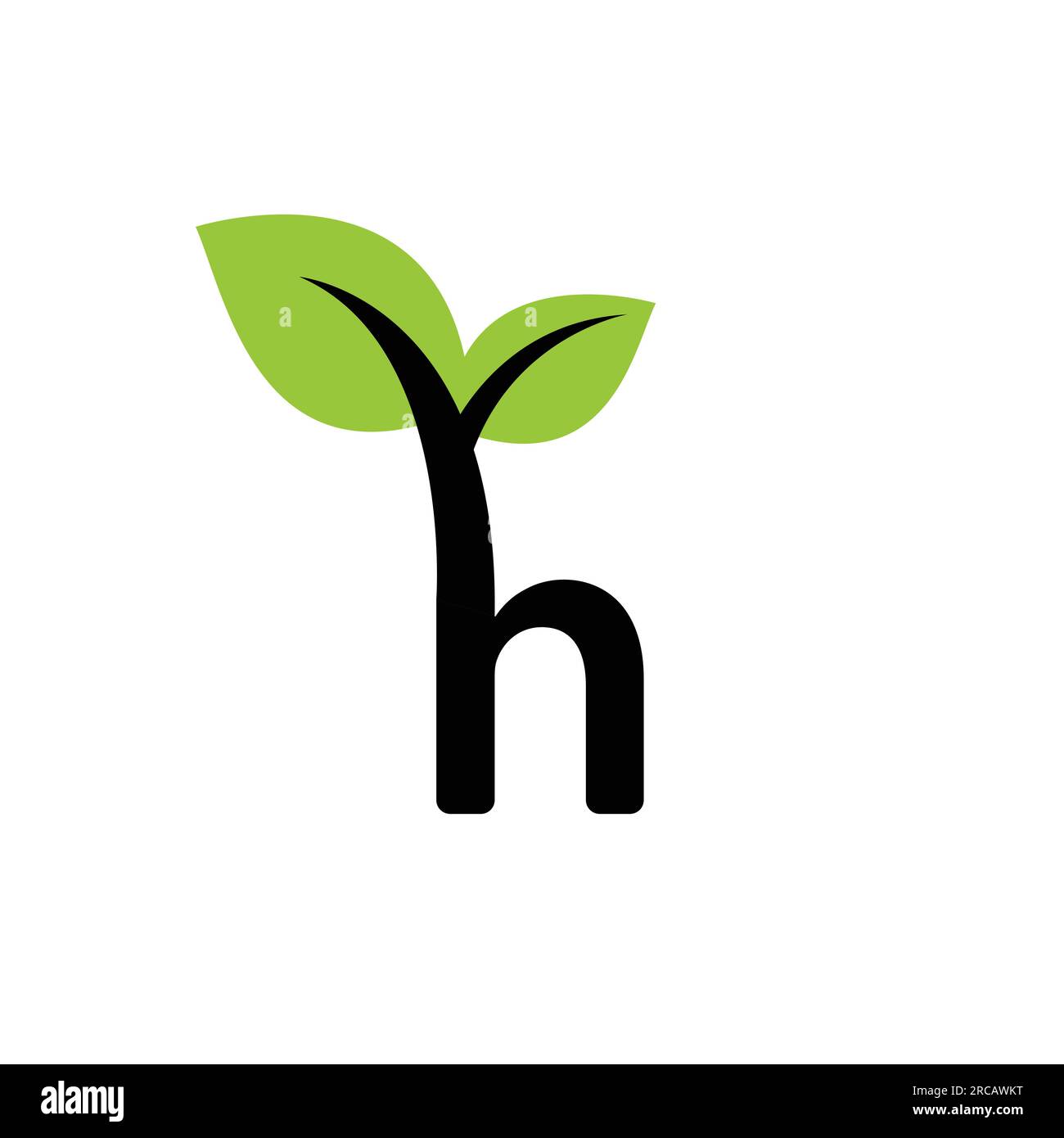 Lettera iniziale H immagine vettoriale logo ambiente foglia naturale. Foglia verde delle iniziali moderne per loghi naturali Illustrazione Vettoriale