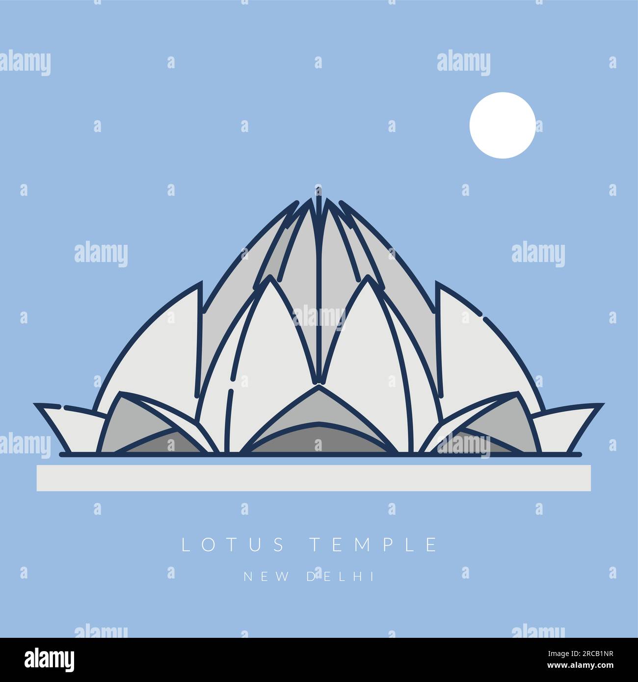 Lotus Temple - A Modern Architecture , New Delhi - Icon Illustration as EPS 10 file Illustrazione Vettoriale