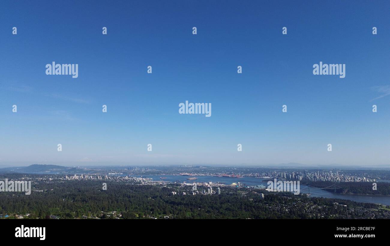 Vista aerea della metropolitana di Vancouver dal cielo Foto Stock