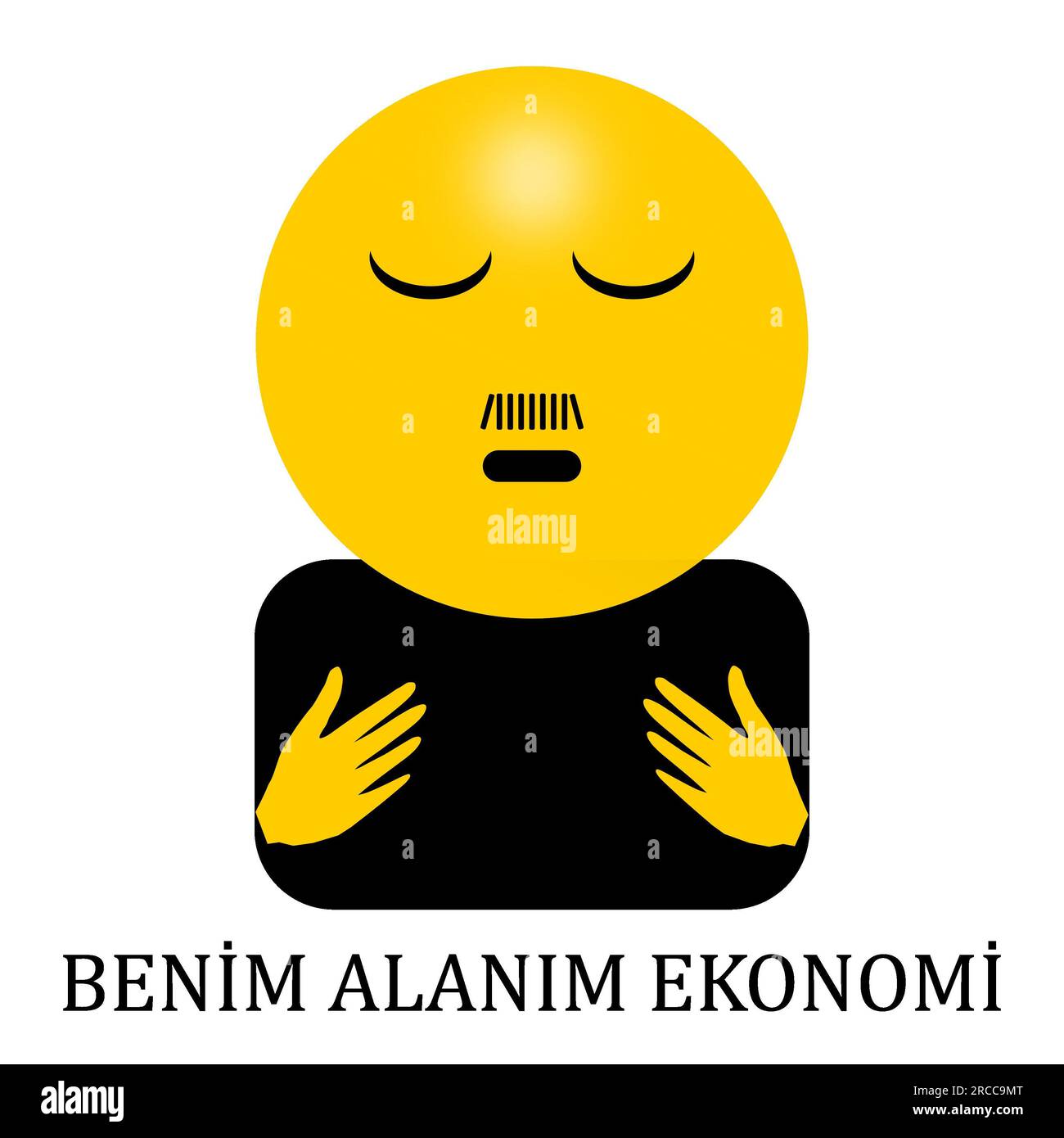 Emoji arroganti e la frase "il mio dominio è l'economia” in lingua turca. Foto Stock