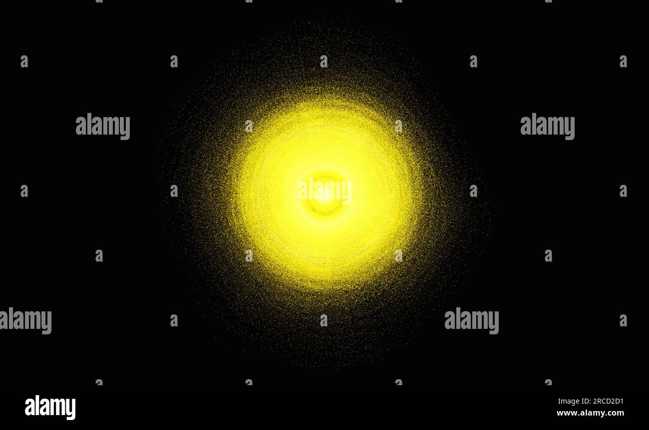 Atom e il suo orbitale atomico, la posizione circostante e il comportamento simile alle onde del suo elettrone. Illustrazione delle particelle atomiche Foto Stock