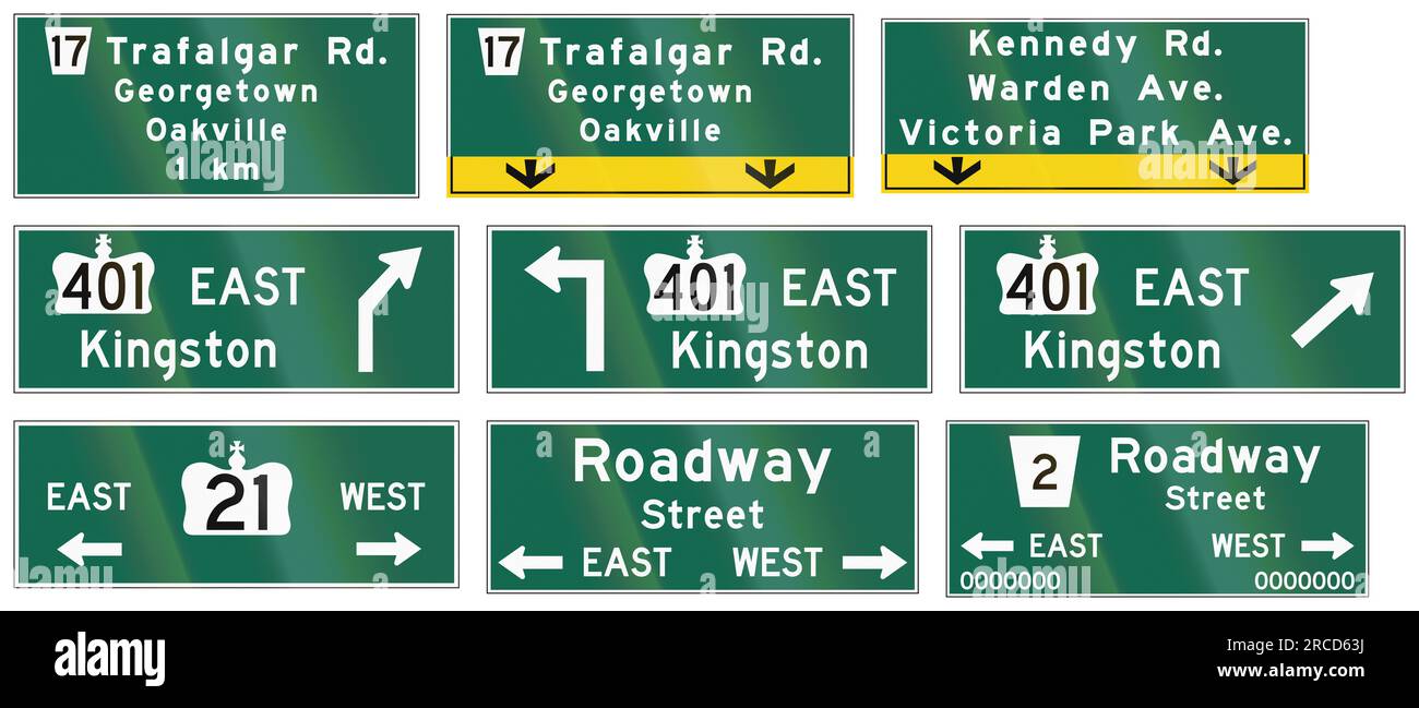 Indicazioni stradali per Ontario - Canada. Foto Stock