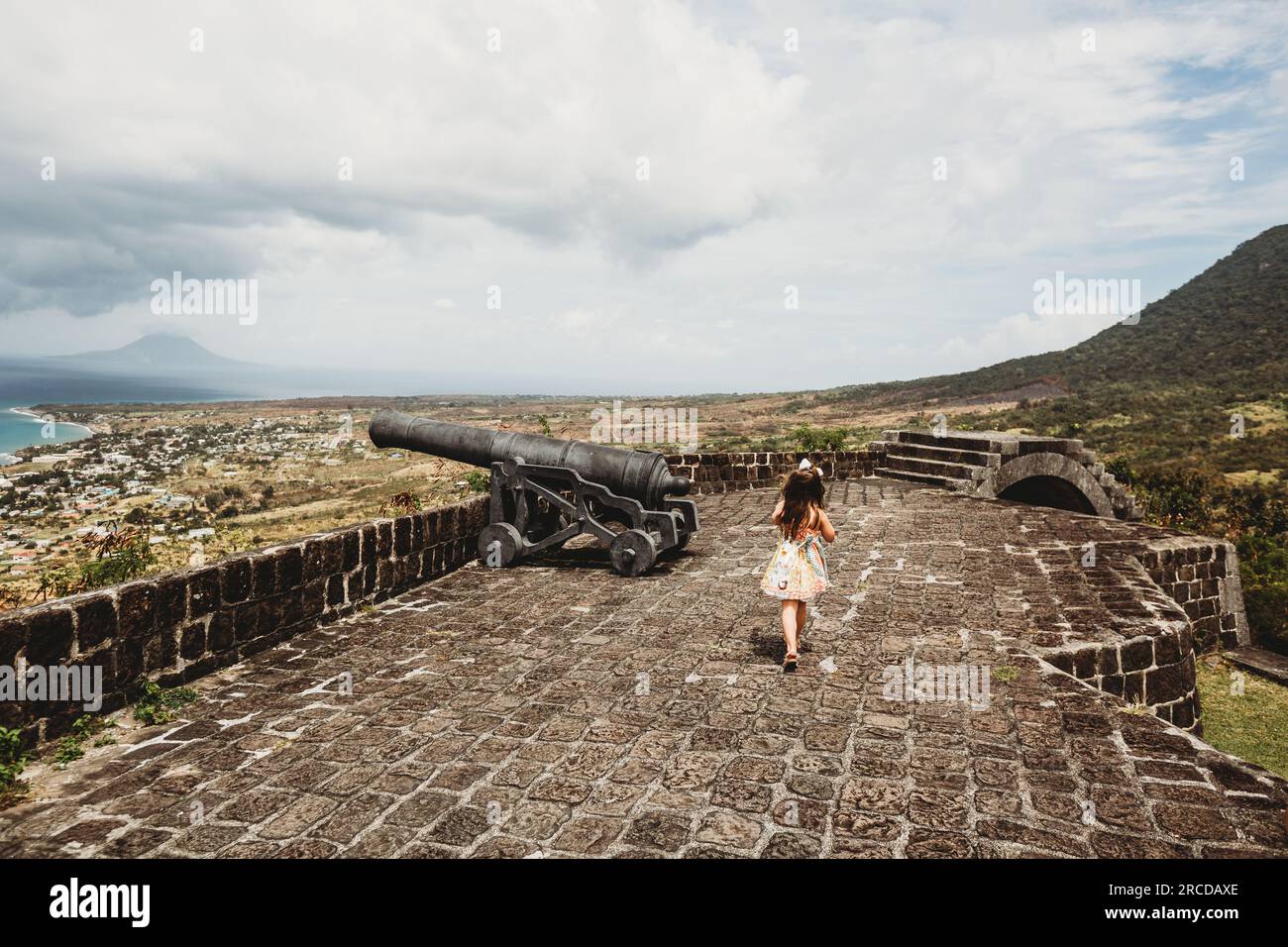 Visita della fortezza di Brimstone Hill a St Kitts con i bambini Foto Stock