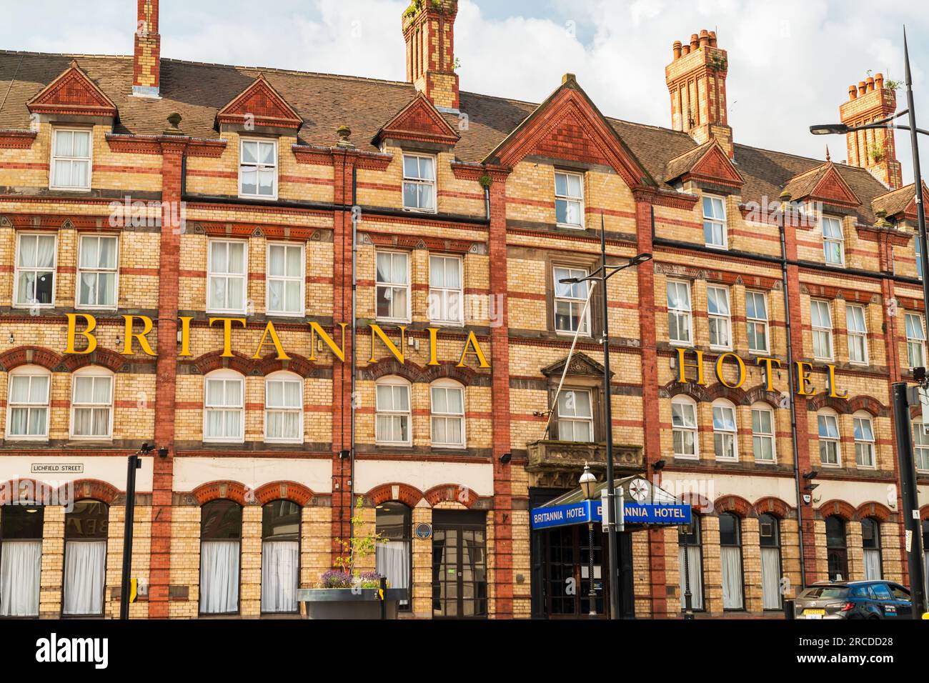 Wolverhampton, Regno Unito - 13 luglio 2023: Esterno del Britannia Hotel a Lichfield St, Wolverhampton Foto Stock