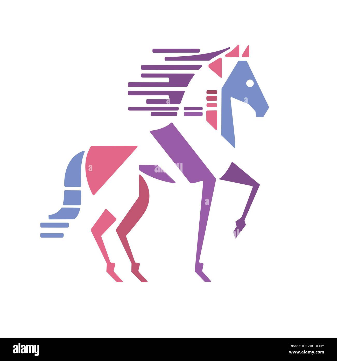 Icona cavallo animale disegno arte vettoriale sfondo a colori illustrazione di cavallo origami colorato isolato su sfondo bianco Foto Stock