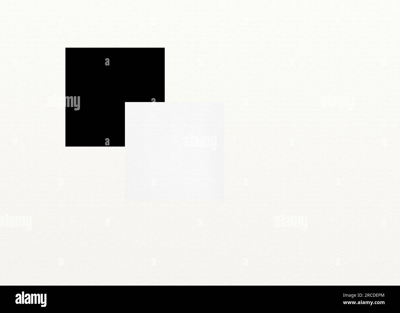 Un quadrato bianco in parte sopra un quadrato nero che simboleggia yin e yang Foto Stock