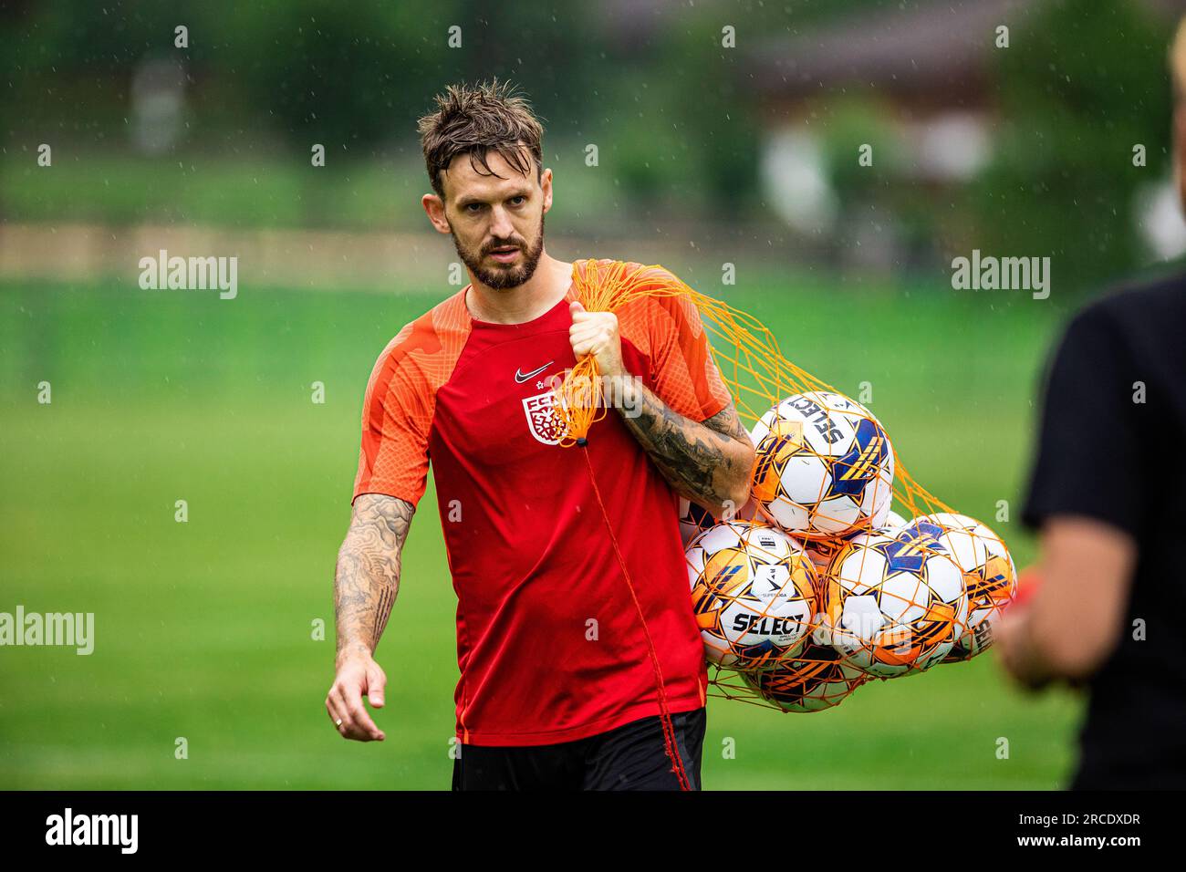 Kössen, Austria. 12 luglio 2023. Kian Hansen dell'FC Nordsjaelland ha visto durante una sessione di allenamento al campo trianing pre-stagionale dell'FC Nordsjaelland a Kössen. (Foto: Gonzales Photo - Dejan Obretkovic). Foto Stock