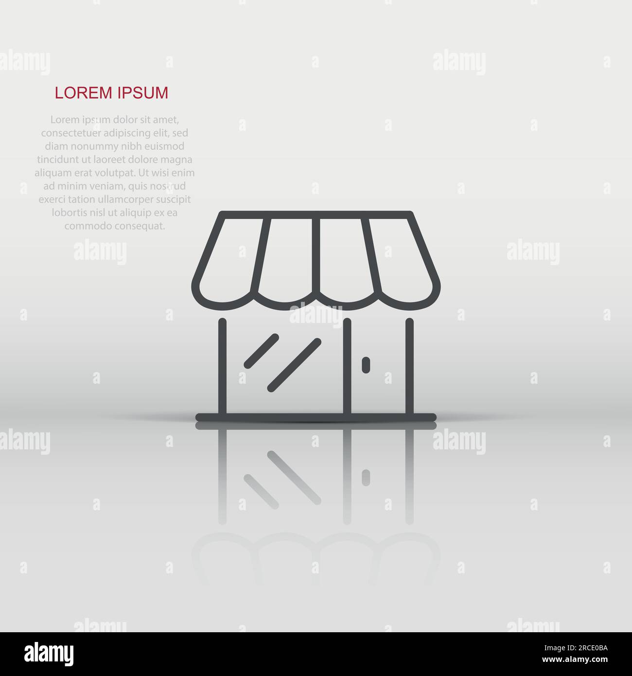 Icona del centro commerciale in stile appartamento. Store illustrazione vettoriale bianco su sfondo isolato. Negozio di concetto di business. Illustrazione Vettoriale