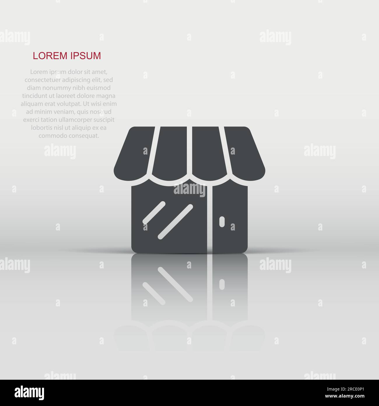 Icona del centro commerciale in stile appartamento. Store illustrazione vettoriale bianco su sfondo isolato. Negozio di concetto di business. Illustrazione Vettoriale