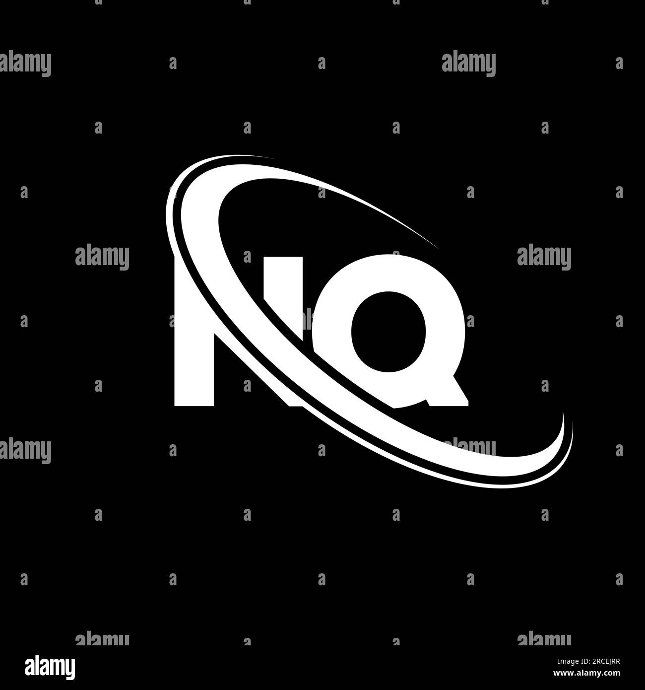 Logo NQ. Design N Q. Lettera NQ bianca. Logo NQ/N Q Letter. Logo monogramma maiuscolo con cerchio collegato NQ iniziale. Illustrazione Vettoriale