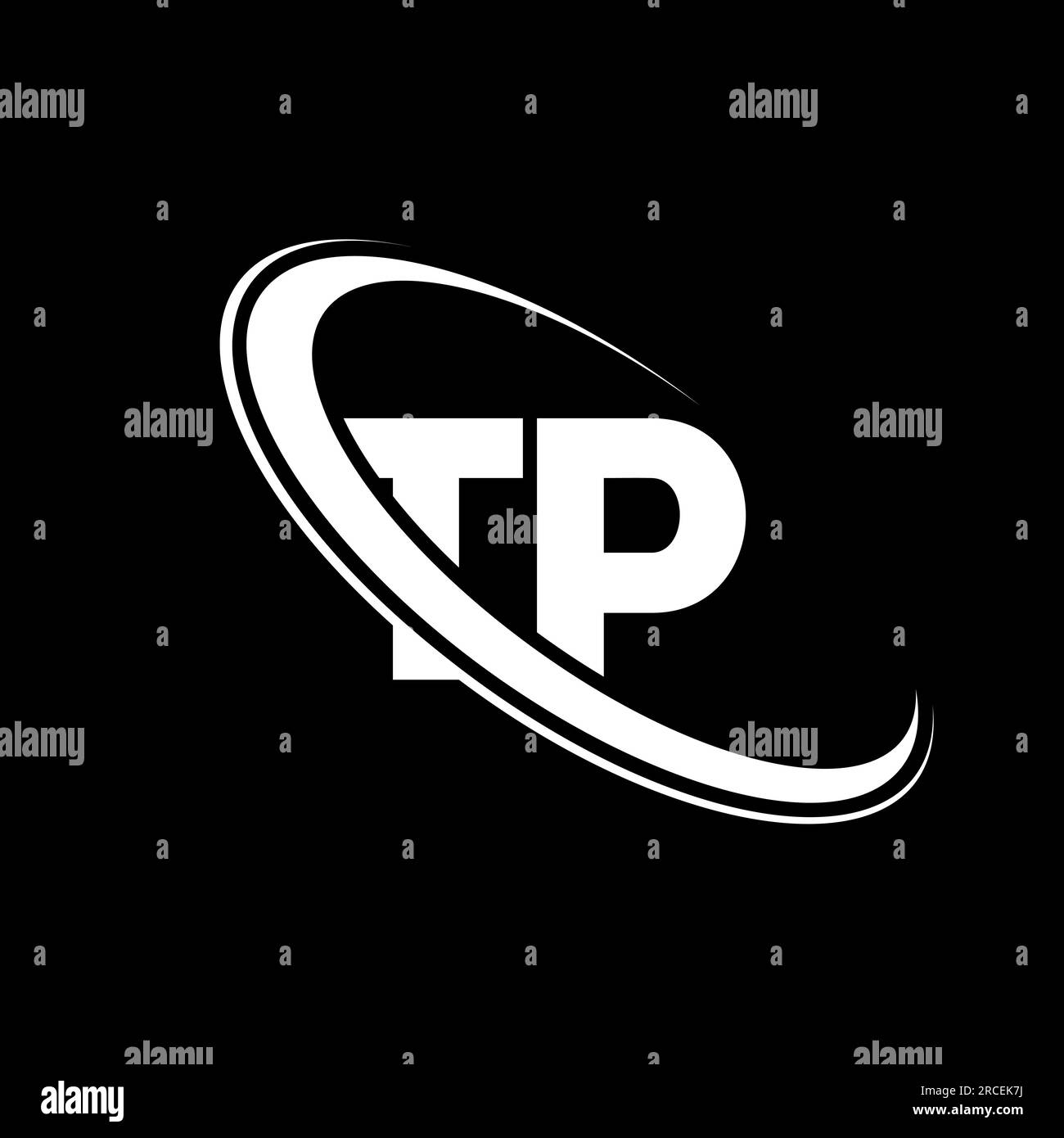 Logo TP. Design T P. Lettera TP bianca. Logo TP/T P Letter. Logo con monogramma maiuscolo del cerchio collegato TP con lettera iniziale. Illustrazione Vettoriale