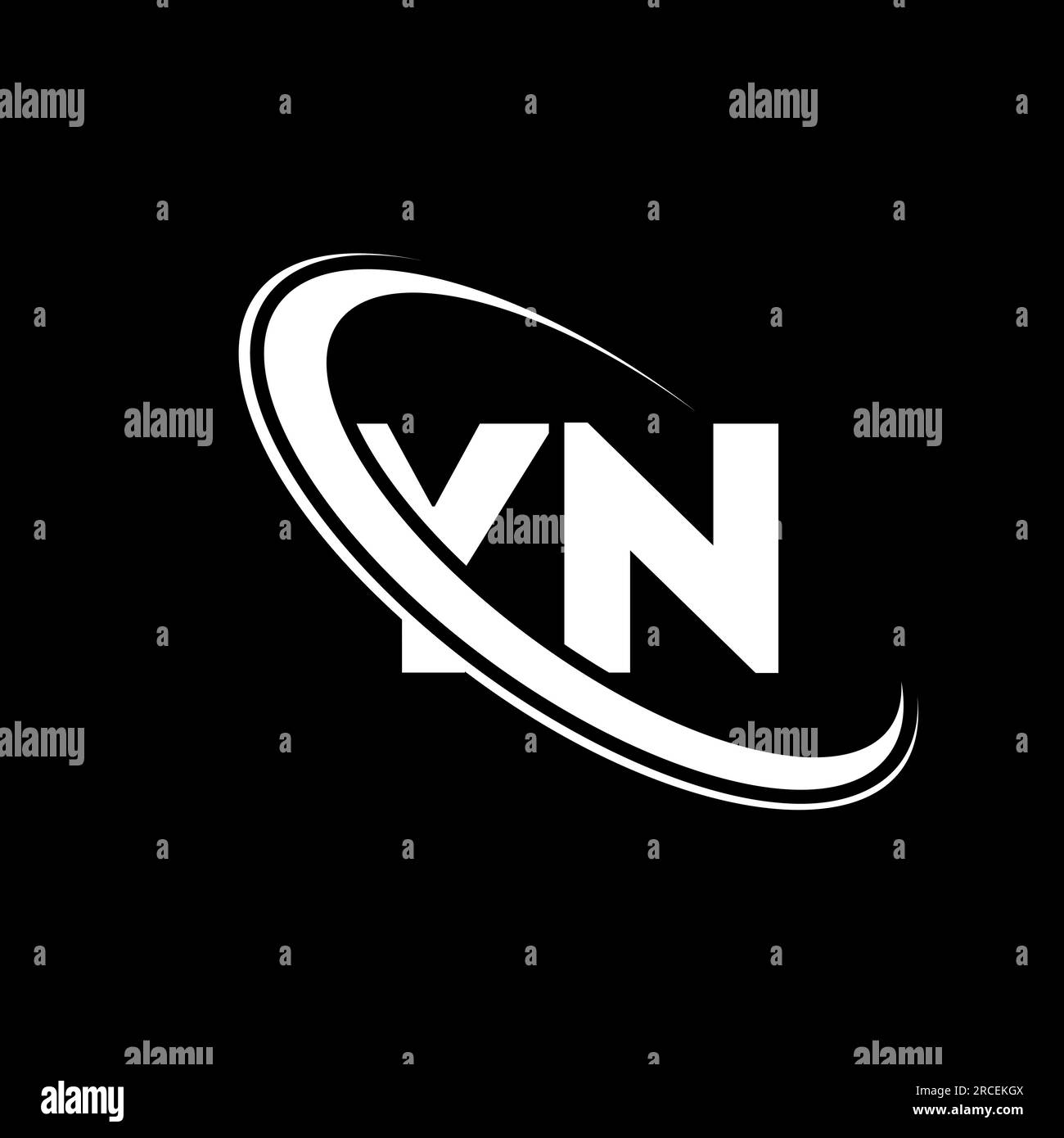 Logo YIN. Design Y N. Lettera YN bianca. Logo N/Y lettera. Logo con monogramma maiuscolo con cerchio collegato alla lettera iniziale YN. Illustrazione Vettoriale
