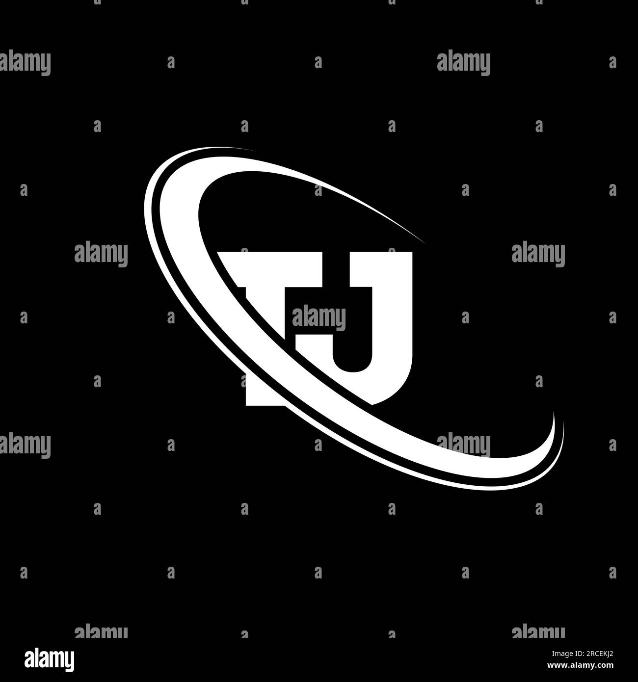 Logo TJ. Design T J. Lettera TJ bianca. Logo TJ/T J Letter. Logo monogramma maiuscolo con cerchio TJ collegato alla lettera iniziale. Illustrazione Vettoriale
