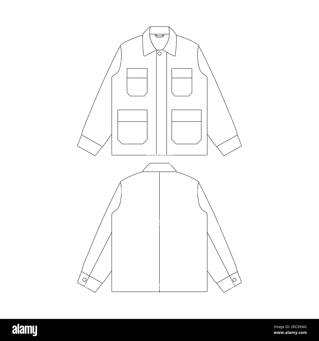 Camicia di fatica modello illustrazione vettoriale disegno di schizzo piatto outerwear Illustrazione Vettoriale