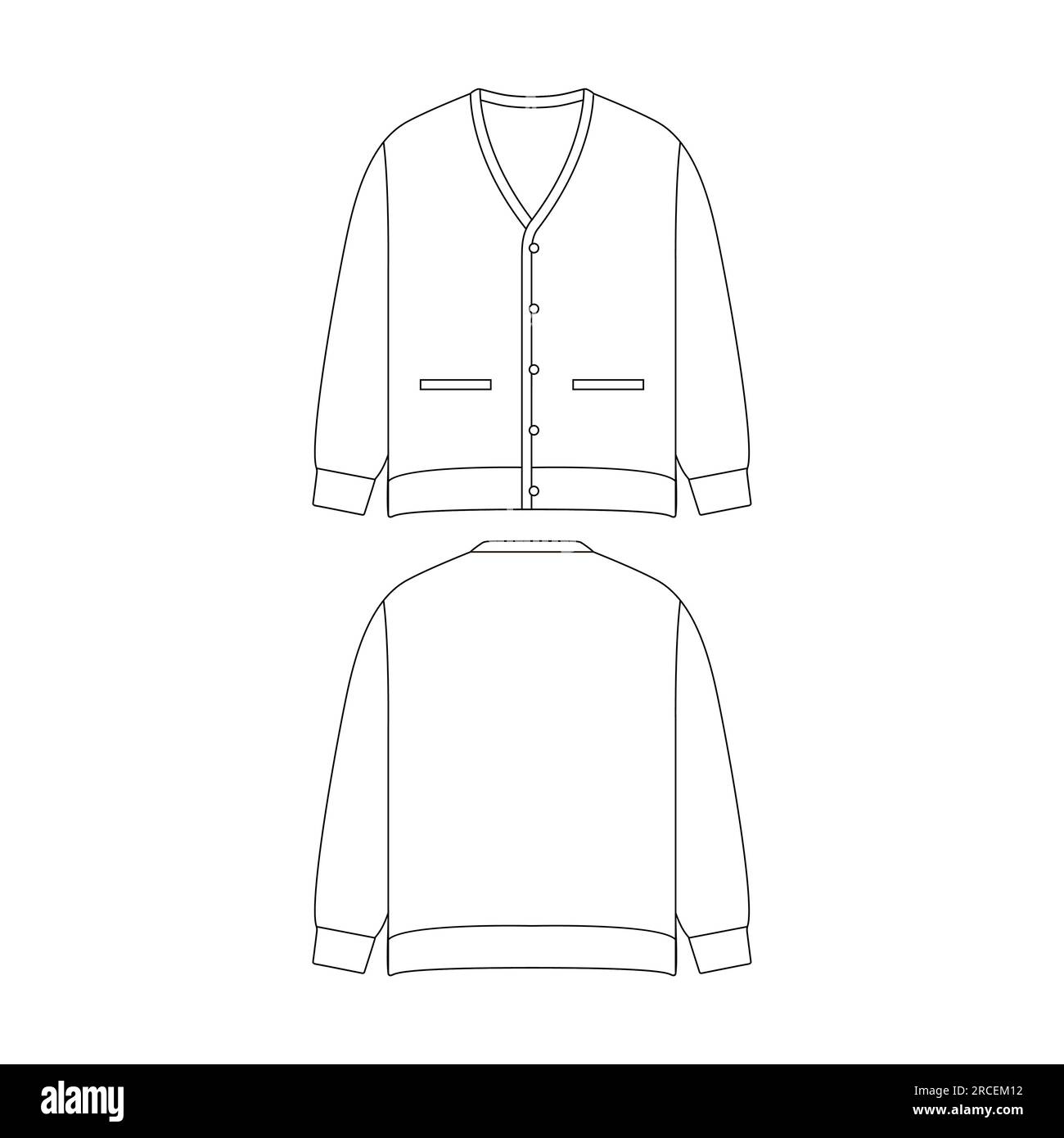 Modello in maglia cardigan illustrazione vettoriale design piatto per una collezione di capi di abbigliamento Illustrazione Vettoriale
