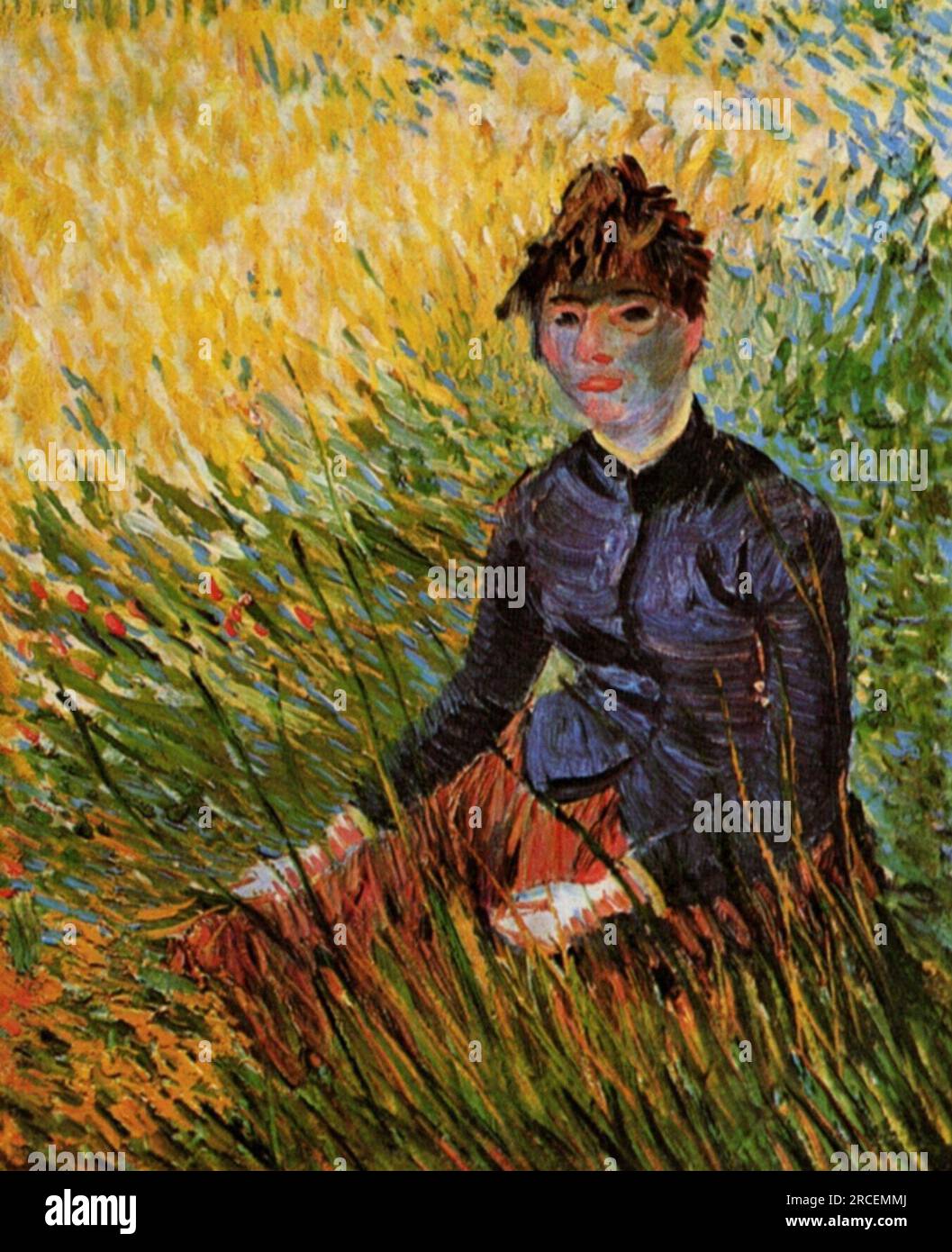 Woman sitting in the Grass 1887; Parigi, Francia di Vincent van Gogh Foto Stock