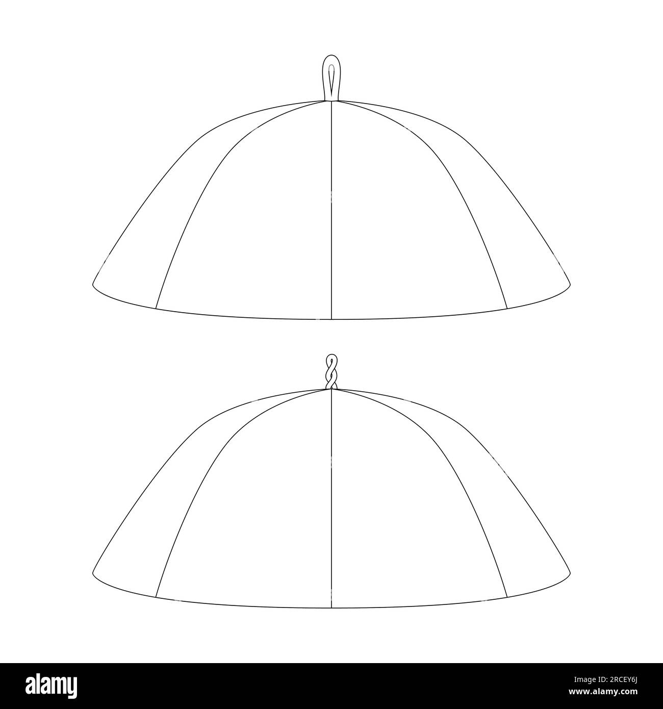 Modello di cappello da zucchetto illustrazione vettoriale profilo piatto Illustrazione Vettoriale