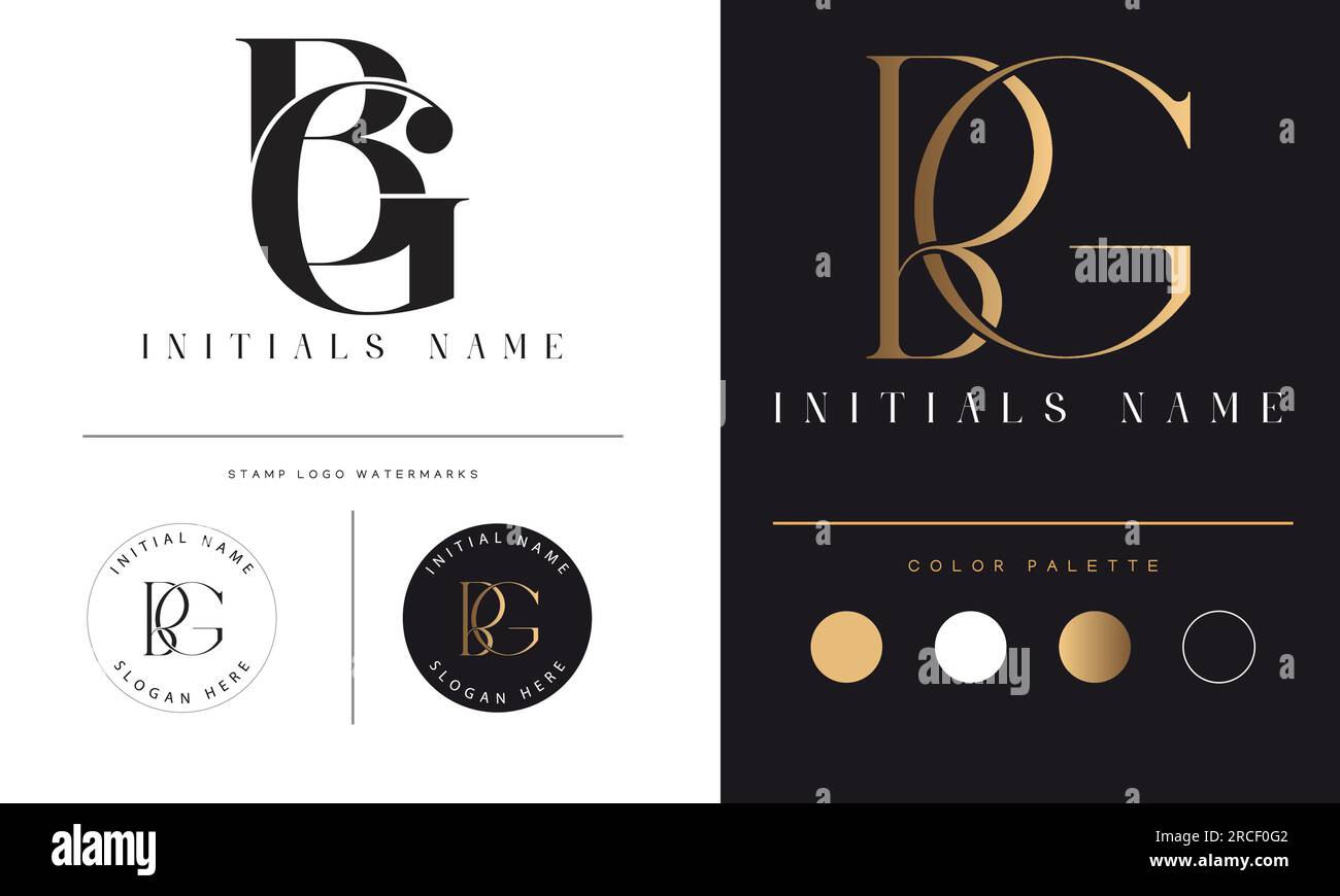 Design logo con monogramma iniziale BG o GB Luxury Illustrazione Vettoriale