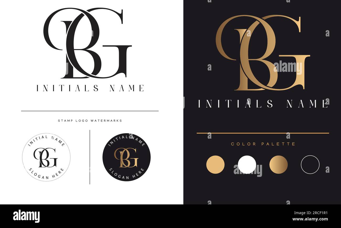 Design del logo con monogramma BG o GB di lusso Illustrazione Vettoriale