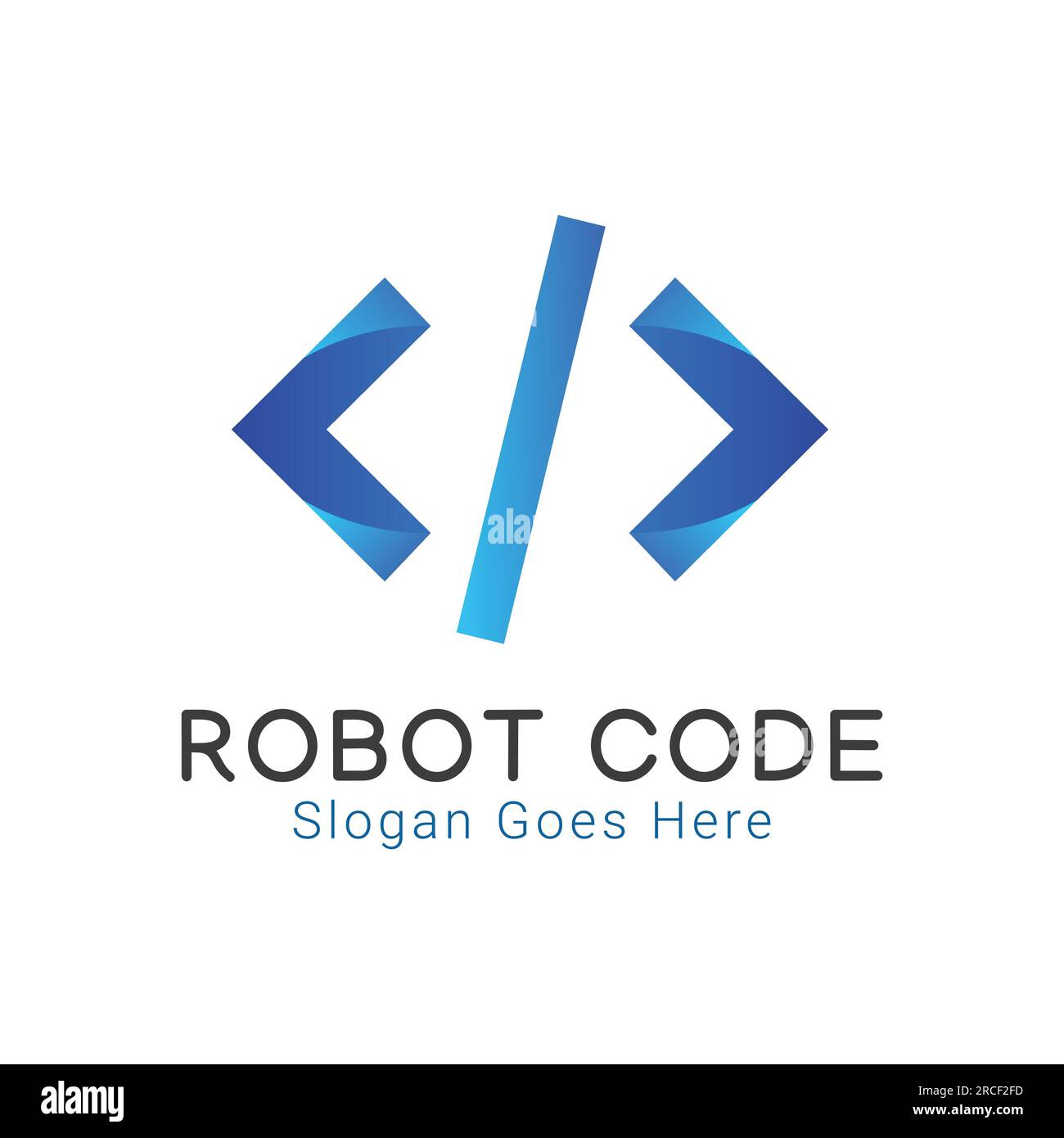 Robot Code Logo Design ai logotipo di robot umano programmazione di codici per computer Illustrazione Vettoriale