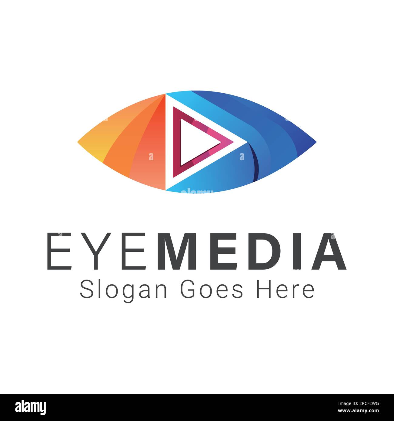 3D Eye Media Logo Design Watch Play Illustrazione Vettoriale