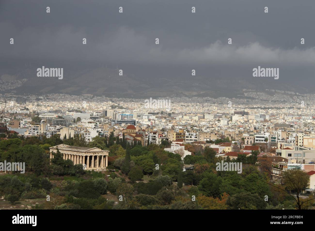 Vista sull'Acropoli, Atene, Grecia Foto Stock