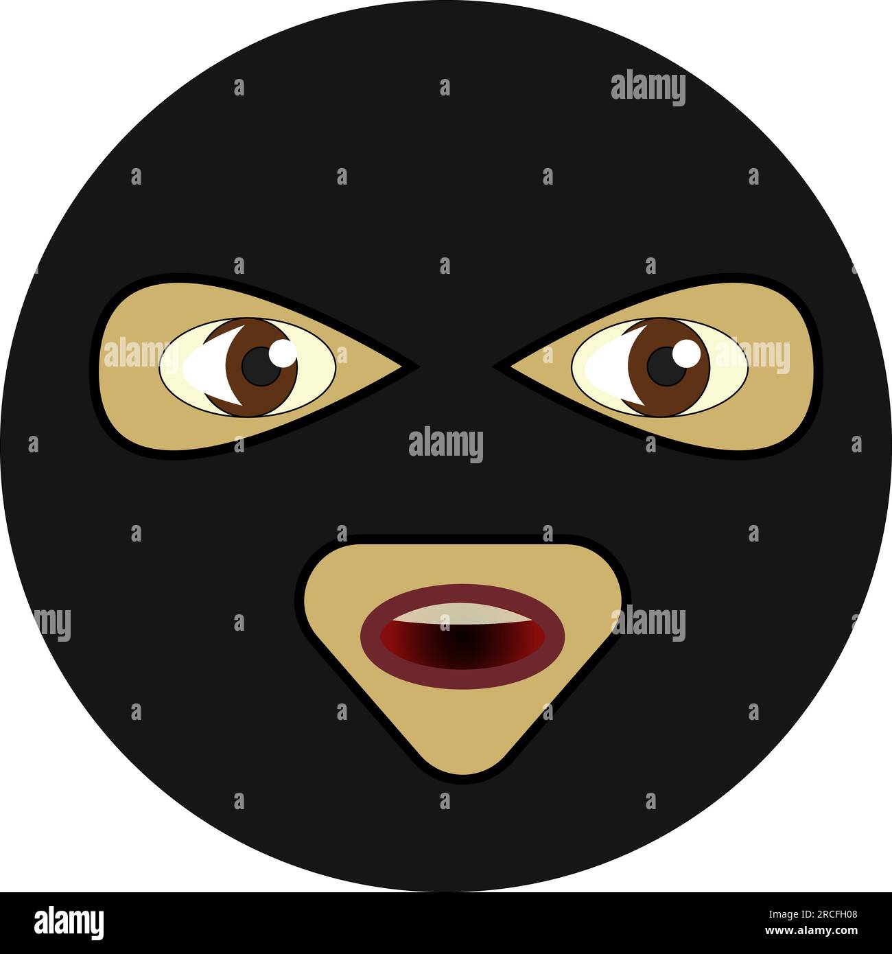 Emoji bandit in maschera vettoriale nera illustrazione su sfondo bianco Illustrazione Vettoriale