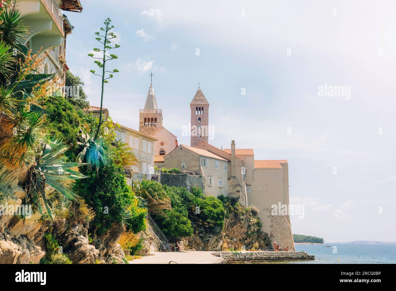 Vista della città vecchia di Rab sull'isola di Rab, Croazia. Foto Stock