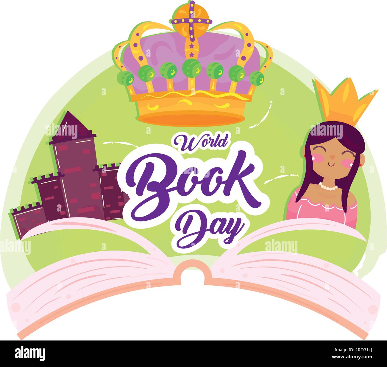 Libro aperto isolato con icone medievali Illustrazione Vettoriale