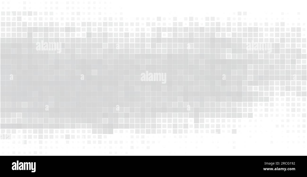 Sfondo pixelato grigio chiaro minimo con effetto dissoluzione. Sottile motivo grafico vettoriale con piccoli quadrati grigi Illustrazione Vettoriale