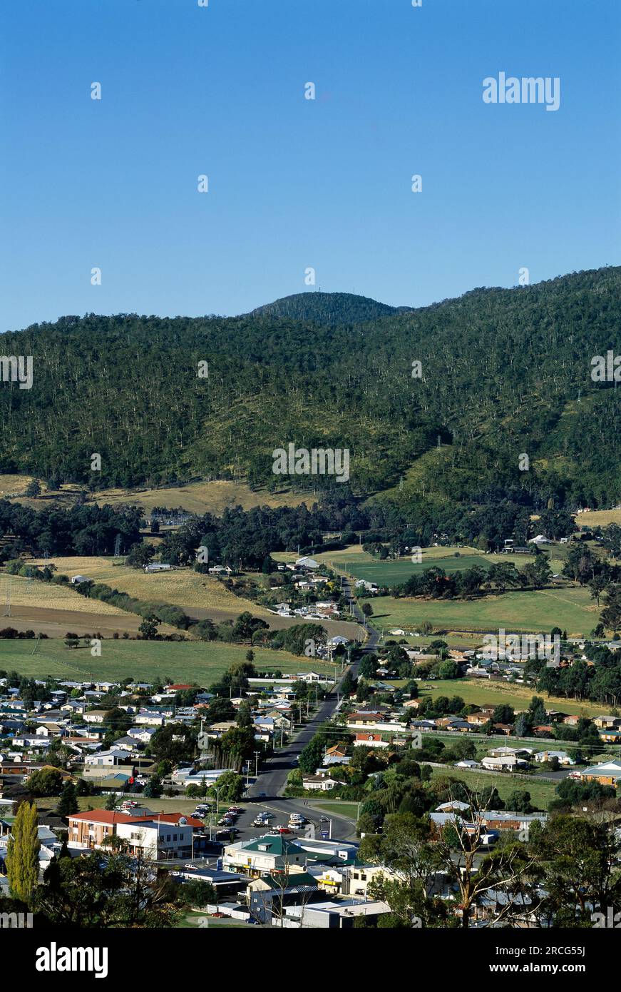 Vista di Huonville, Tasmania, Australia Foto Stock