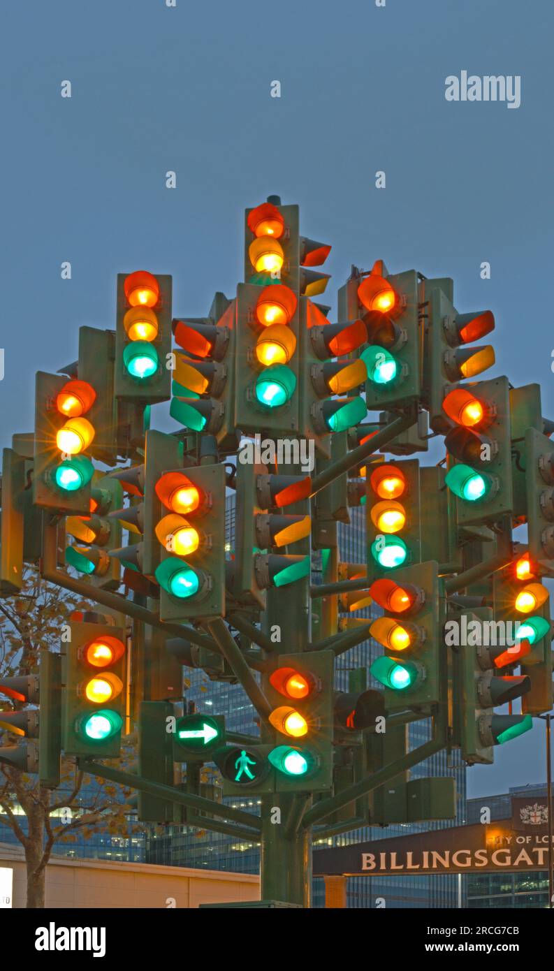 Traffic Lights Sculpture, Londra, Inghilterra, Regno Unito Foto Stock