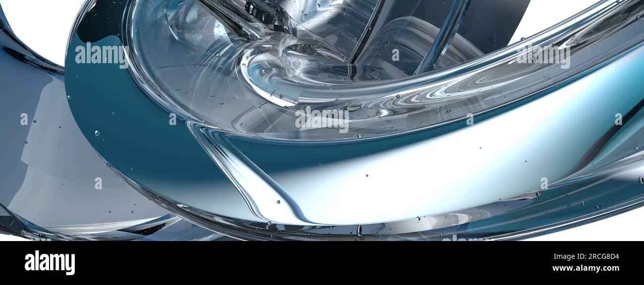 Fascia d'acqua torcente sensazione di freschezza e trasparenza dell'estate immagini di rendering 3D astratte, eleganti e moderne ad alta risoluzione Foto Stock