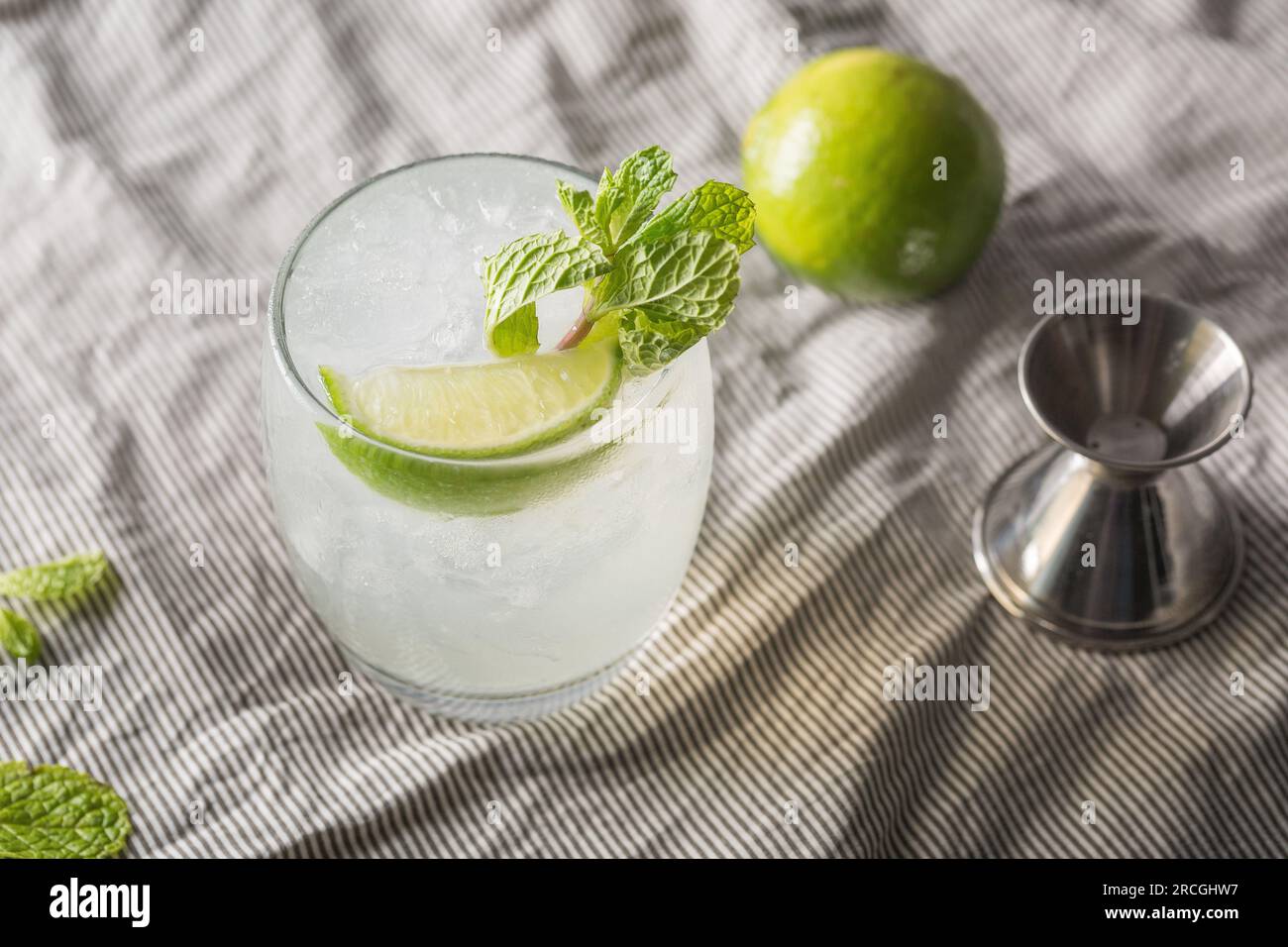 Moscow Mule cocktail vodka russa classica fatta in casa, birra allo zenzero, succo di lime e sciroppo Foto Stock