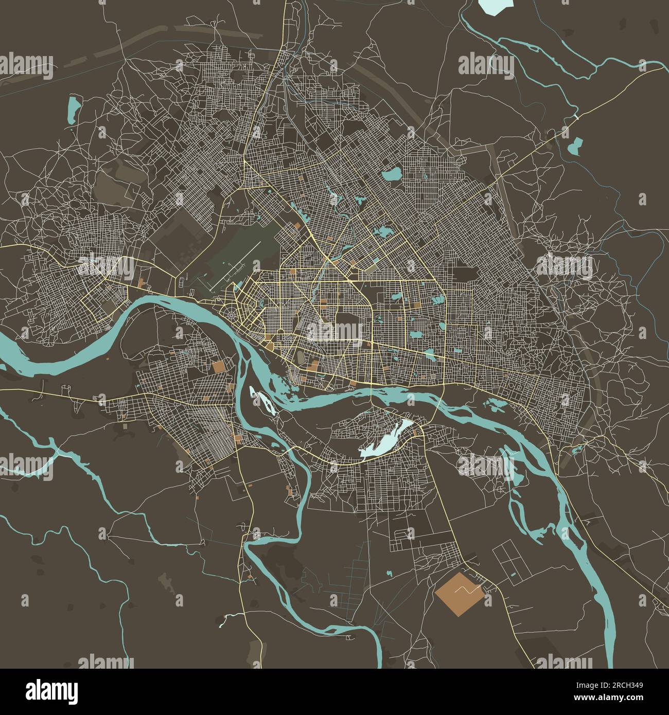 Mappa vettoriale di N'Djamena, Ciad Illustrazione Vettoriale