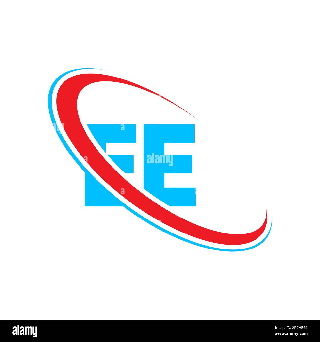 Logo EE e e Letter. Lettera iniziale EE con cerchio maiuscola logo rosso e blu. Logo EE, design e E. Illustrazione Vettoriale