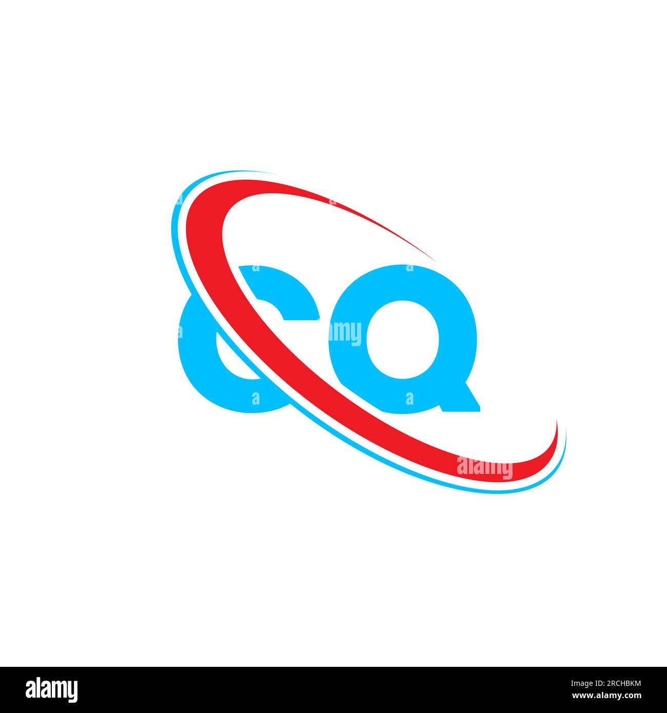 Logo CQ C Q Letter. Lettera iniziale CQ Linked Circle Upercase monogram logo rosso e blu. Logo CQ, design C Q Illustrazione Vettoriale