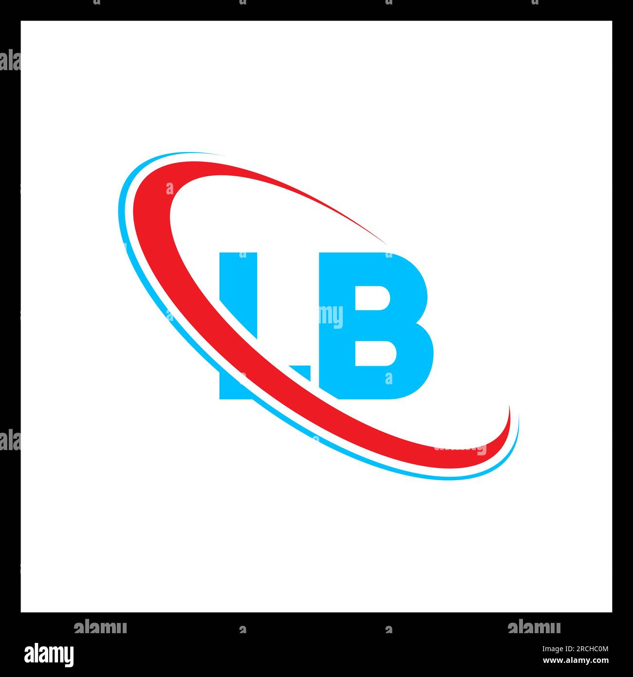 Logo LB L B Letter. Lettera iniziale LB cerchio concatenato monogramma rosso e blu. Logo LB, design L B. Illustrazione Vettoriale