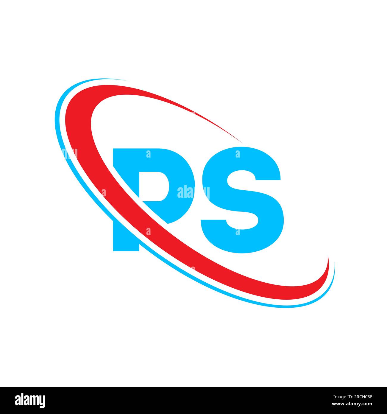 Logo PS P S Letter. Lettera iniziale PS con cerchio maiuscola logo rosso e blu. Logo PS, design P S. Illustrazione Vettoriale