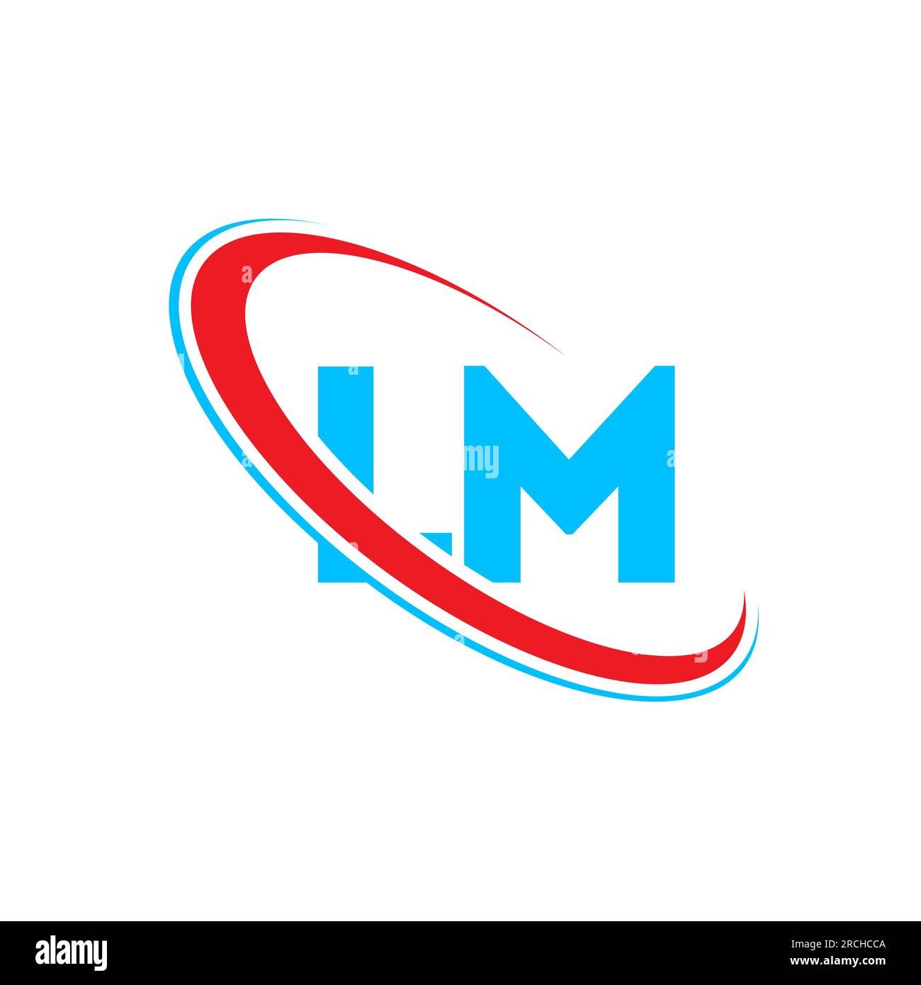 Design del logo LM L M Letter. Lettera iniziale LM Linked Circle Upercase monogram logo rosso e blu. Logo LM, design L M. Illustrazione Vettoriale