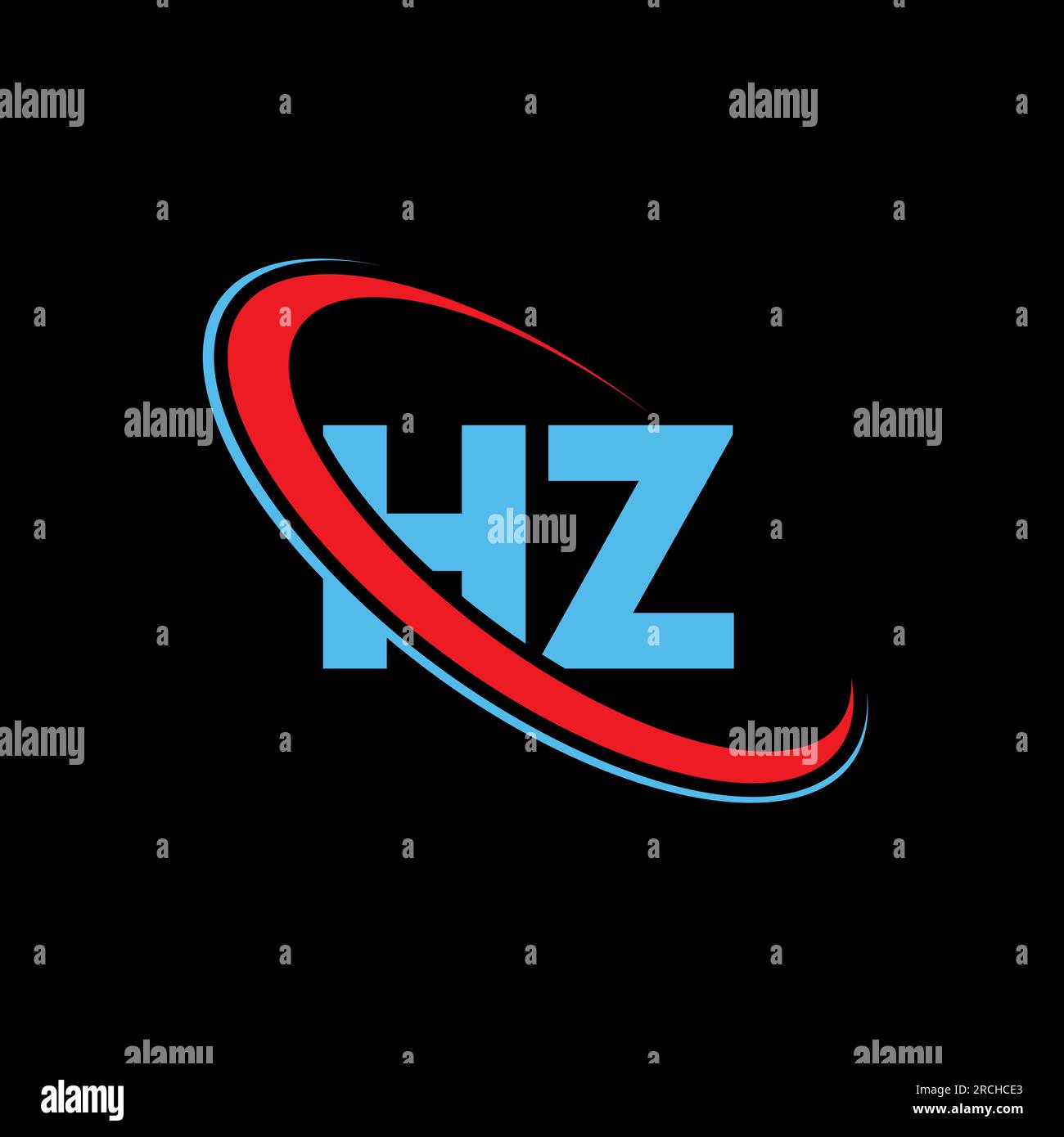 Logo HZ H Z Letter. Lettera iniziale HZ cerchio maiuscola logo monogramma rosso e blu. Logo HZ, design H Z Illustrazione Vettoriale