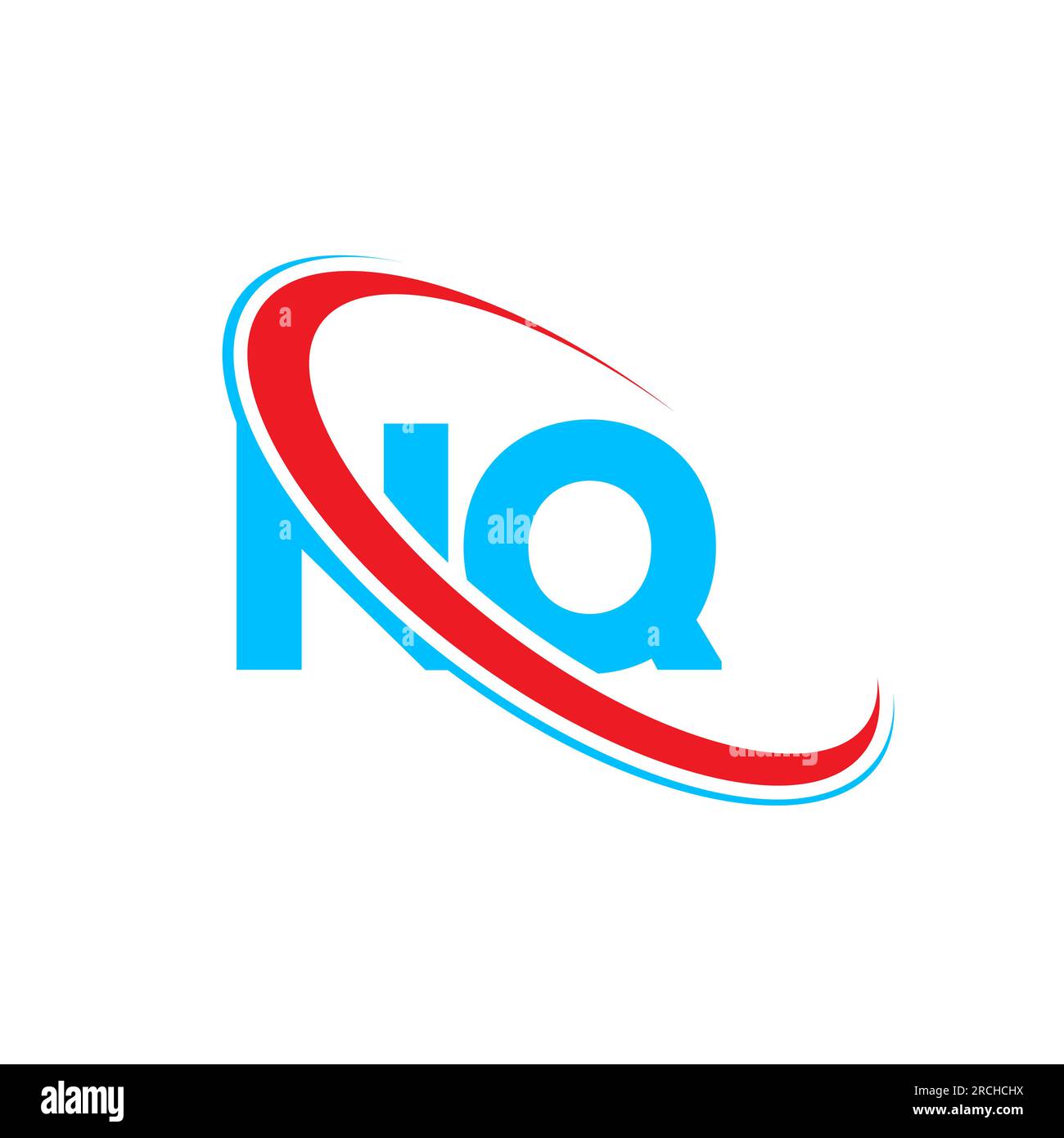 Logo NQ N Q Letter. Lettera iniziale NQ Linked Circle Upercase monogram logo rosso e blu. Logo NQ, design N Q Illustrazione Vettoriale