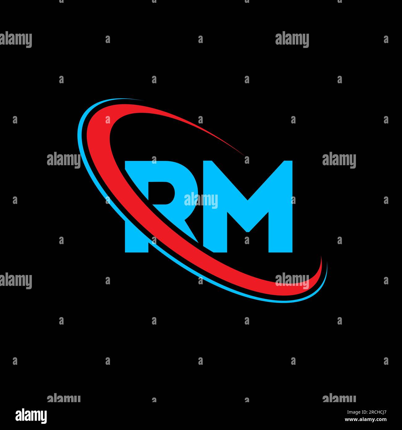 Logo RM R M Letter. Lettera iniziale RM Linked Circle logo monogramma maiuscolo rosso e blu. Logo RM, design R M. rm, r m Illustrazione Vettoriale
