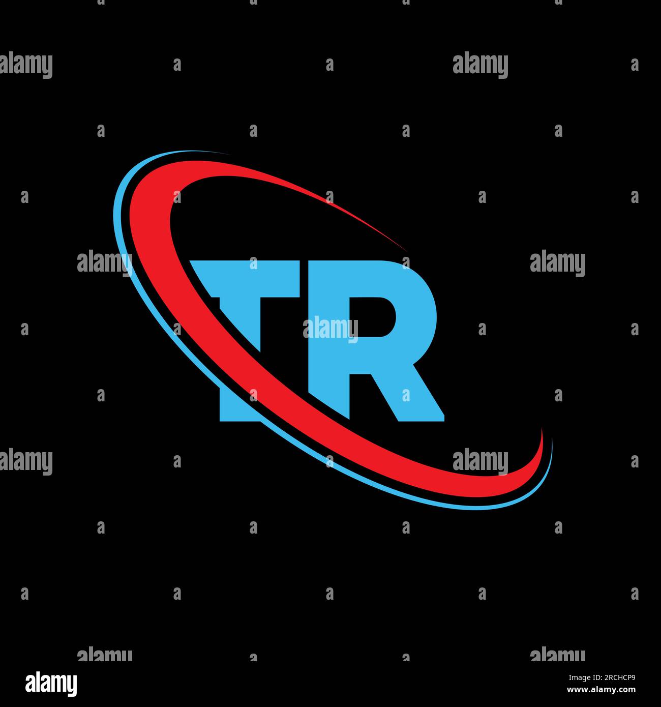 Logo TR T R Letter. Lettera iniziale TR con cerchio in maiuscolo monogramma rosso e blu. Logo TR, design T R. tr, t r Illustrazione Vettoriale